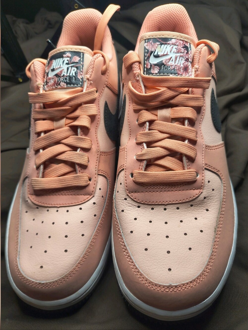 Nike Air Force 1 Sneakers in Quartz/Peach with Black Swoosh